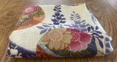 Fabric Remnant 19×46 Colorful Asian Vibe Ball Ornament Swoosh Floral Heart