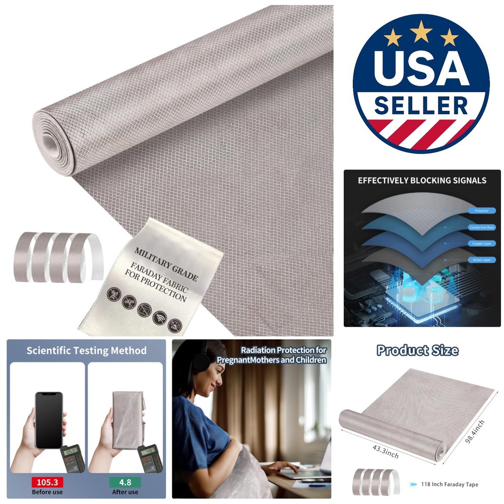 98.4″x43.3″ Signal Blocking Faraday Fabric for Home & Personal Security