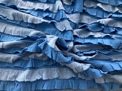 Royal and Heather Blue Ruffle Knit Jersey Fabric 2 yds 56″ girly 4-way stretch