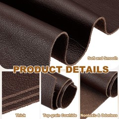 Genuine Leather Sheet, 7.9″x11.8″ Full Grain Leather Pieces, Dark Brown