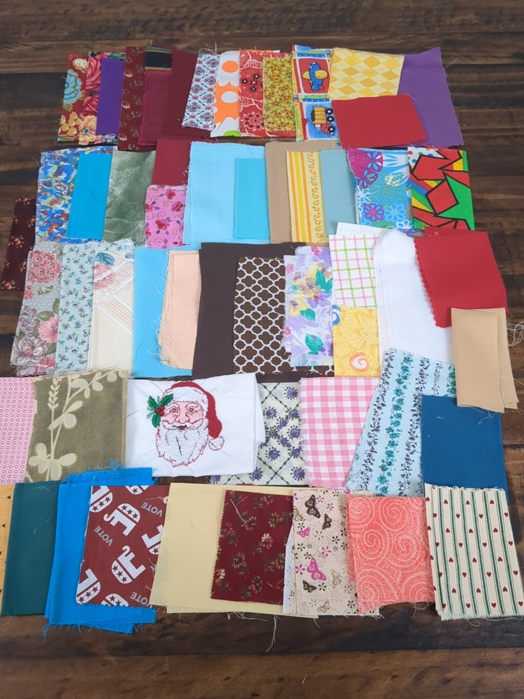 Fabric Scraps Lot Of Assorted Patterns Multicolor