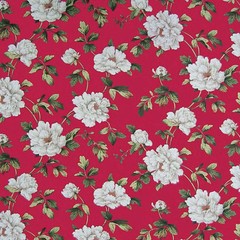 Jardin Floral FUCHSIA PINK Cotton Drapery Upholstery Pillow Cushion Fabric BTY