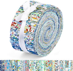 45 Pcs Fabric Jelly Rolls, Jelly Roll Strips for Quilting, Patchwork Craft Cotto