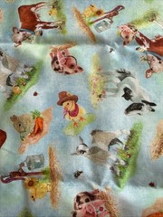 Barnyard Babies Blue Tossed Animals Fabric BYBA 5275 B Half yard continuous cuts