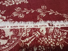 Waverly COUNTRY HOUSE TOILE French Country Fabric Red Cream Pastoral Design 2yd+