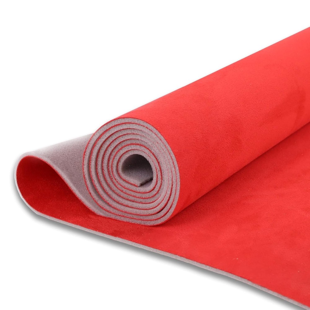 Red Suede Headliner Fabric 54″ L x 60″ W with Foam Backing Auto Suede Roofing