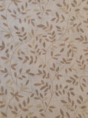 David Textiles, Tiny Leaves Branches, Cotton, Tan, Beige On Cream, 2 Yds