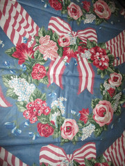 5 3/4 Yards Vtg 1990’s Chintz Floral Bows Ribbons P/Kaufmann Fabric Upholstery