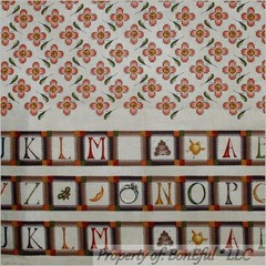 BonEful Fabric FQ Cotton Quilt Brown Border Block Flower Alphabet Letter Stripe