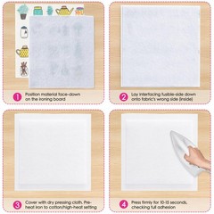KOVIEDE Fusible Fleece Interfacing, 17.3″ x 10 Medium-Light – 1MM, White