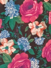 VTG Emday Black Pink Floral Polyester Fabric Lightweight 1 Pc 5 1/2 Yards x 42″