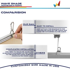 Retractable Canopy Cover Yard Gazebo Awning Wave Pergola Shade w/ Wire Beige