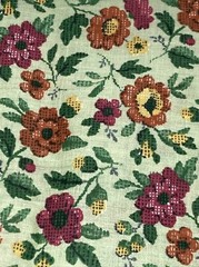 Light Green Rust Cranberry Yellow Flowers 4Y x 44″W Vintage Cotton Fabric