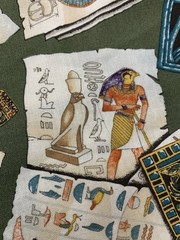Vtg 1999 Alexander Henry Egyptian Fabric Documents History Scroll Pyramid 1 Yard