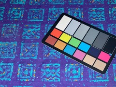 1 Yd Aqua Blue 2″ Squares w/Designs on Purple Background Cotton Fabric BTY