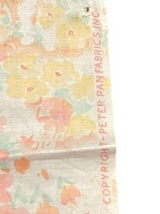 Vintage Peter Pan Watercolor Floral Cotton Fabric Peach Yellow Green 27×44