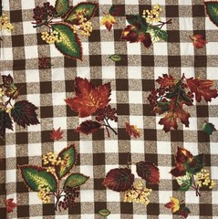 Springs Living Autumn Spirit #5894 Cotton Fabric 1 Yd x 44″ Gingham Leaves