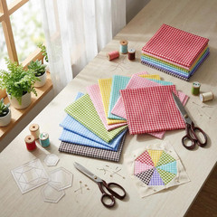 Inee Gingham Fat Quarters Fabric Bundles, Quilting Fabric for Sewing Crafting, 1