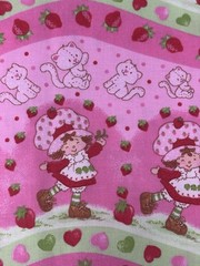 Strawberry Shortcake Fabric Pink Cotton Spectrix Hearts Strawberries Cats 2004