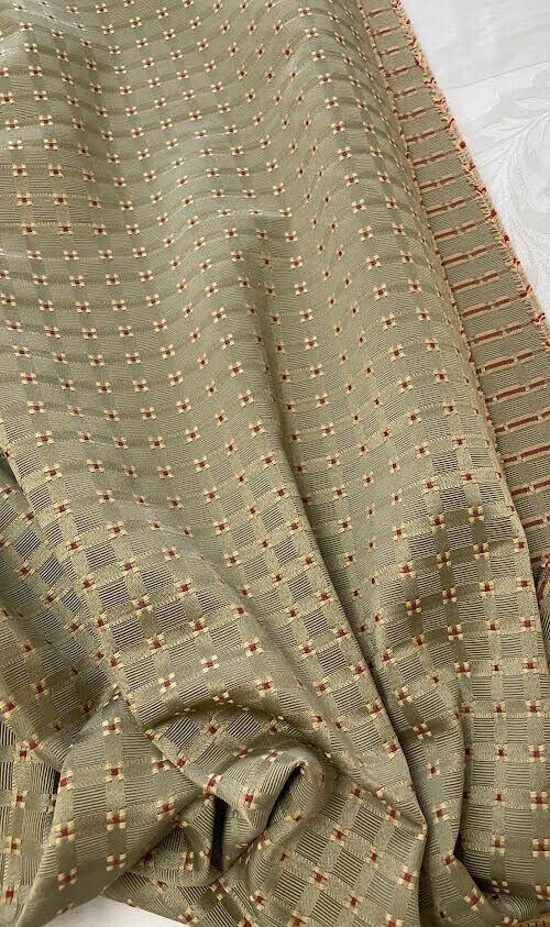 Woven Plaid Home Decor Fabric Textured Green Red 56″ x 2 Yards
