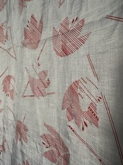 Gray Red Leaf Pattern Polyester Lining Fabric 45 in by 3.5 yards