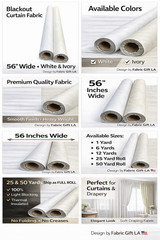 Blackout Fabric 56” Wide White Ivory Curtain Drapery By Yard or Roll