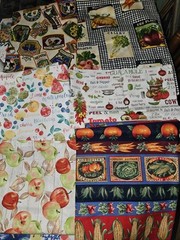 Lot Of 9 Pieces Of Fruit & Veg Themed Fabrics & 8 Fat Quarters Mix Sizes/Brands