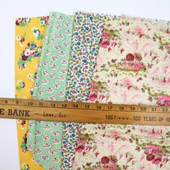 Vintage Fabric LOT Scraps Remnants Floral 1970s 60s Prints Novelty Kids Cotton