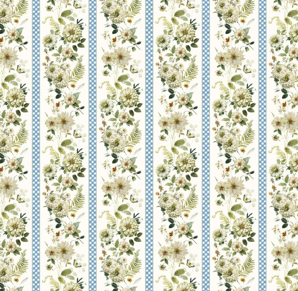 Wilmington Prints – Green Fields – Repeating Border Stripe Multi, Fabric BTY