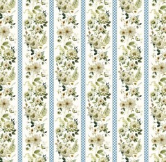 Wilmington Prints – Green Fields – Repeating Border Stripe Multi, Fabric BTY