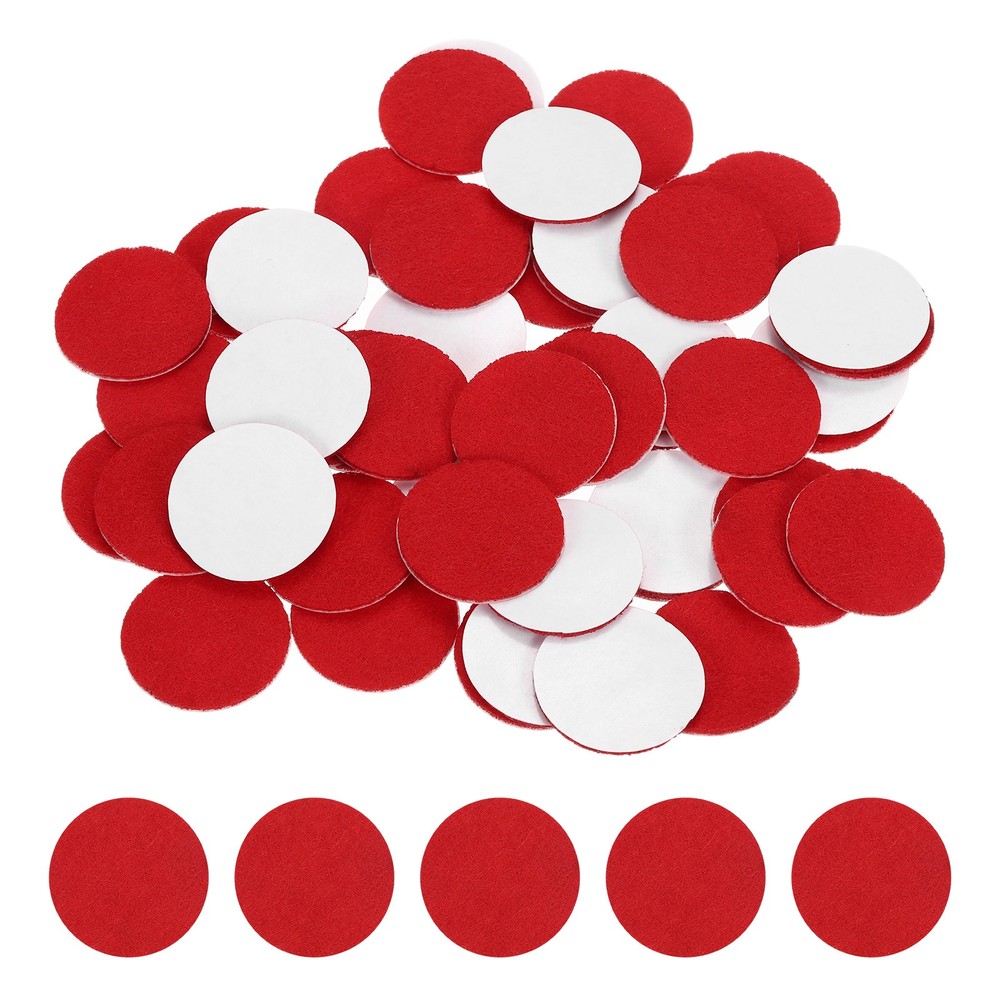 50Pcs Adhesive Felt Circles 1.5″ Round Non-Woven Felt Stickers Red