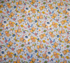 Nursery Fabric By The Half-Yard Bears Block Bottle on Dusty Blue Cotton Baby Vtg