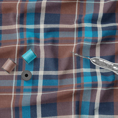 Premium Brown Checkered Shirt 100% Cotton Men’s Casual Formal Wear 145cm Fabric