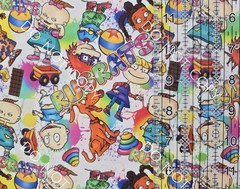 Custom Cotton Woven Fabric TV Show Rugrats Toddler Collage By The 1/4 Yard 9×56