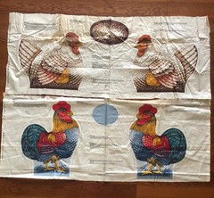 VINTAGE HEN & ROOSTER PANELS VIP CRANSTON PRINT WORKS CUT & SEW PREPRINTED