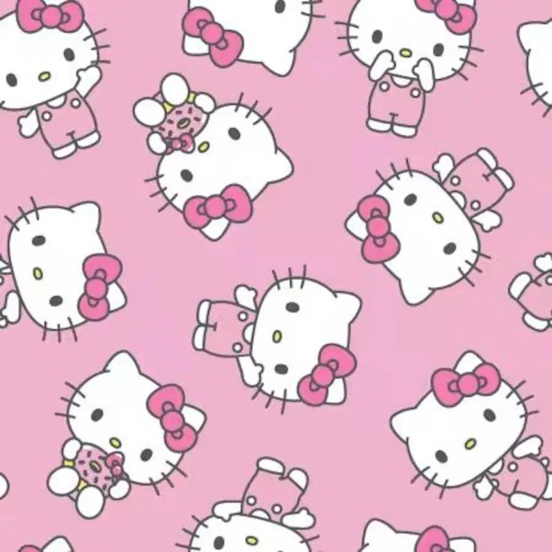 By The Yard, Hello Kitty On Light Pink~ $3.99 Ships ANY Amount Of Cotton Fabric
