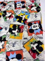 Disney Mickey Mouse Comic Strip Cotton Fabric 13″ x 15″ Multi-Color Retro Style