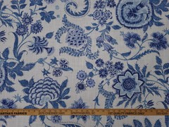 P Kaufmann PALOMA AEGEAN Blue White Floral Print Designer Drapery Uph Fabric