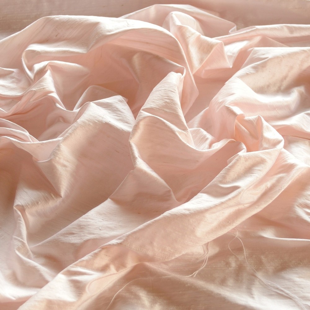 Blush Pink Dupioni Silk, 100% Silk Fabric, 44″ Wide, By the Yard (S-131)