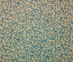 PREMIER PRINTS WESSEX TEAL GOLD FLORAL VINE SCROLL FURNITURE FABRIC BY THE YARD