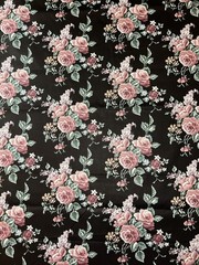 Pink Roses On Black 1/2 Yard Cotton Blend? Or Coated Fabric – New