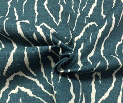 BALLARD DESIGNS MYA PEACOCK BLUE IVORY ZEBRA ANIMAL FABRIC BY THE YARD 54″W