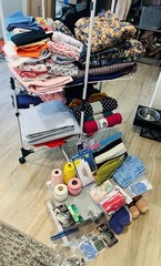 Vintage Fabric & Sewing Notions Lot, Multicolor, Sewing & Crafts