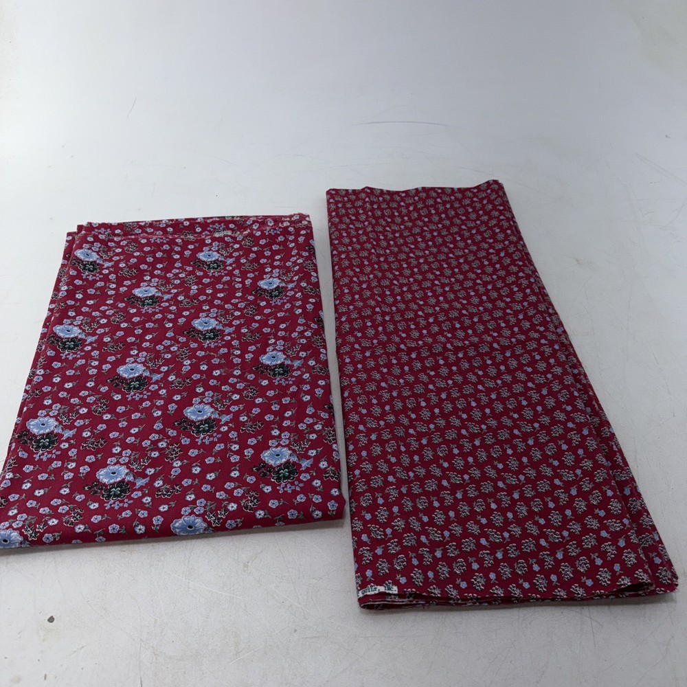 2 Pieces of Cotton/Cotton Blend Floral Fabric approx 3 Yds Total 44″ Wide