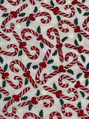 Daisy Kingdom PEPPERMINT HILL CANDY CANES Christmas Fabric 4+ Yards Vtg RARE