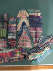 Cotton Fabric Lot 2.5″ Squares 1.5″ Strips Triangles Upcycled Plaids Quilt Block