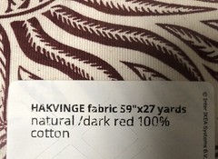 Ikea HAKVINGE Upholstry Fabric 604.765.80 Ivory With Red Fern Leaf Full Bolt