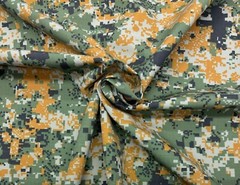 DIGITAL CAMO ORANGE GREEN NY/CO RIPSTOP APPAREL FABRIC BY 1/2(0.5) YARD 66″W
