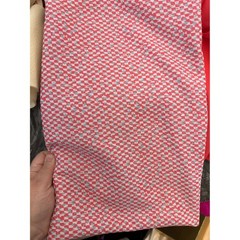 Vintage Unbranded Woven Fabric Geometric Retro Mod Coral Pink White Blue