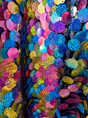 Iridescent Multicolor Sequins On Mesh Fabric By The Yard Hologram Glitz Paillett